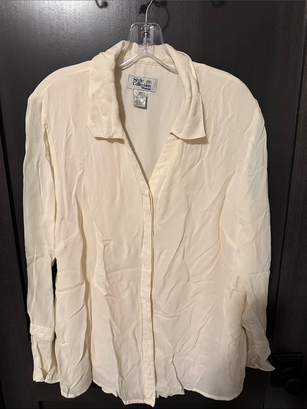 Style & Co. Cream women’s Long-Sleeve Button-Down Shirt